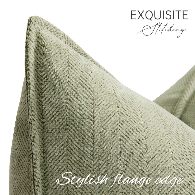 ZWJD Sage Green Pillow Covers 24x24 Set of 2 Chenille Throw Pillow Covers with Elegant Design Soft and Luxurious Decorative Throw Pillows for Couch, Bed, and Home Decor - Image 2