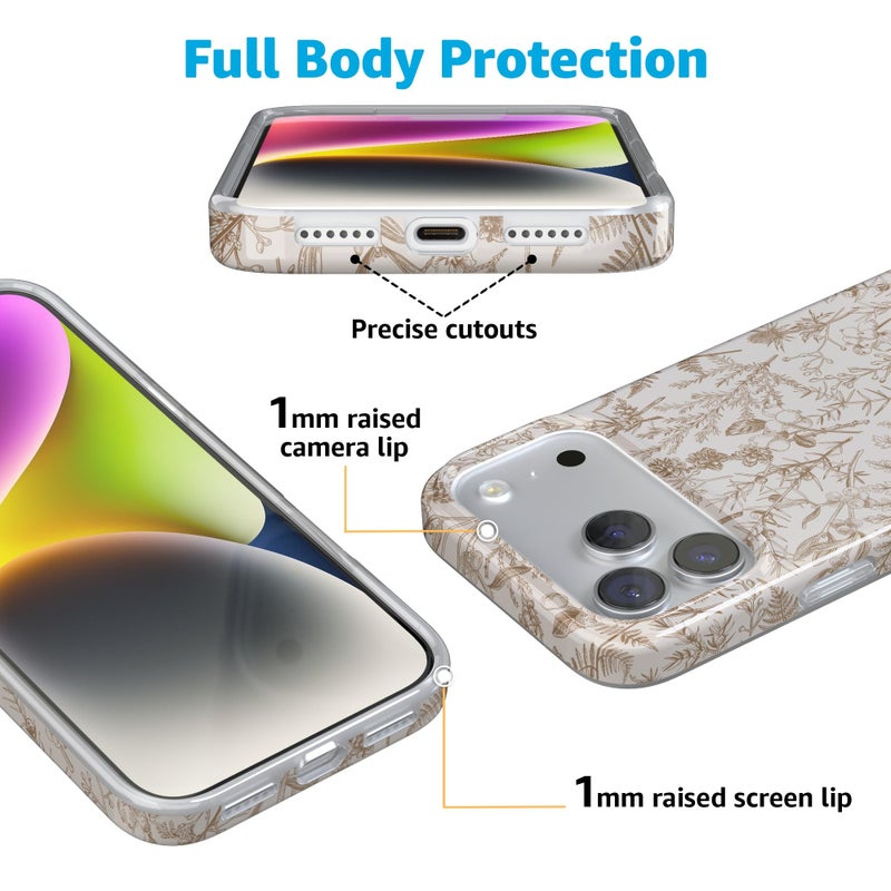 Casely iPhone 17 Pro Max Case | Beige Garden | Neutral Floral | Compatible with MagSafe | Classic Ultra Slim Design - Image 5