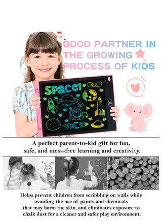 8.5-inch LCD writing tablet with a colorful erasable screen—perfect for drawing, doodling, writing, and learning. Lightweight, eco-friendly, and ideal for kids and adults.Black - view 2