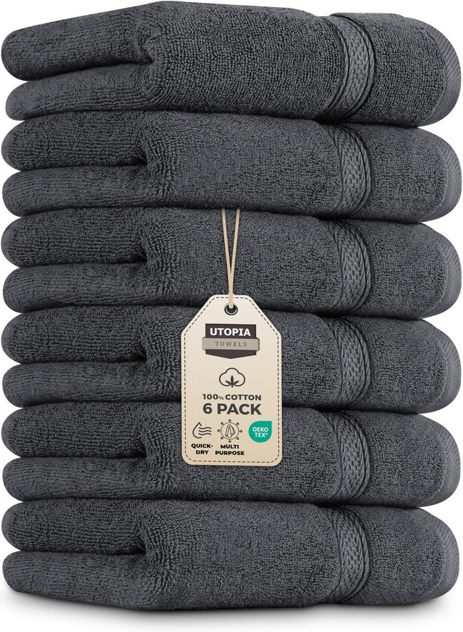 Utopia Towels 6 Pack Premium Hand Towels Set, 16 by 28 inches, 100% Ring Spun Cotton, Ultra Soft and Highly Absorbent 600GSM Towels for Bathroom, Gym, Shower, Hotel, and Spa, Grey - Image 1