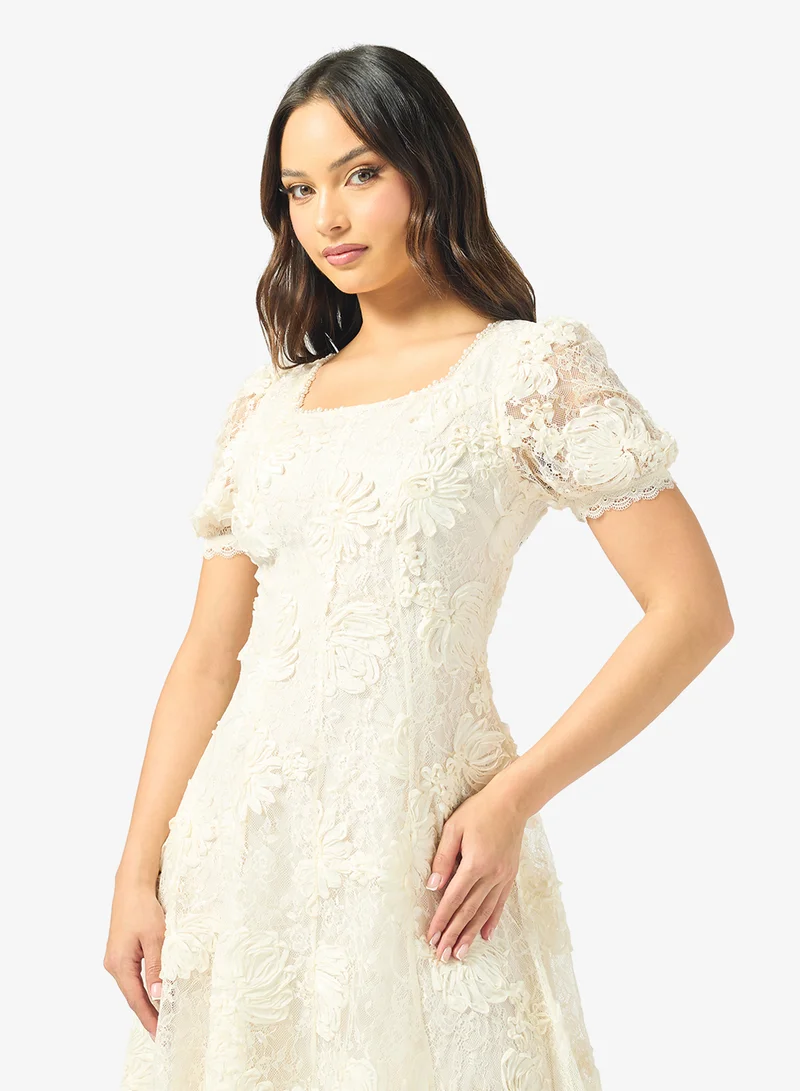 Ginger Boutique  Lace Embroidered A Line Dress for Women | Best Price UAE