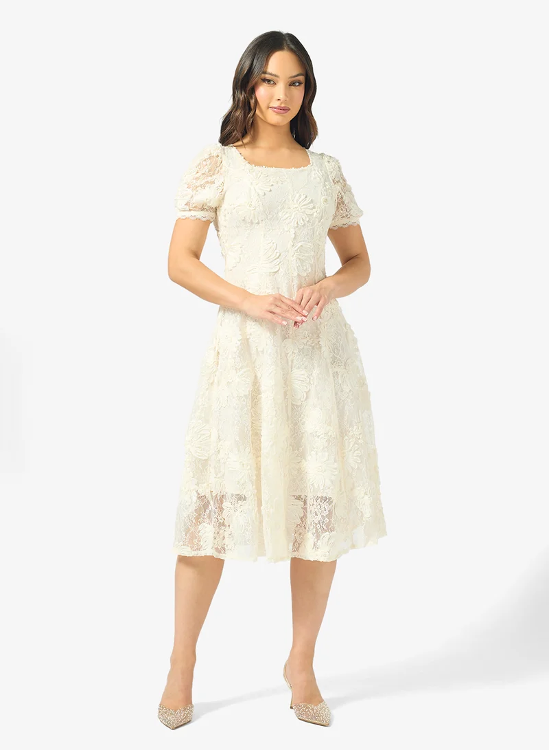 Ginger Boutique  Lace Embroidered A Line Dress for Women | Best Price UAE