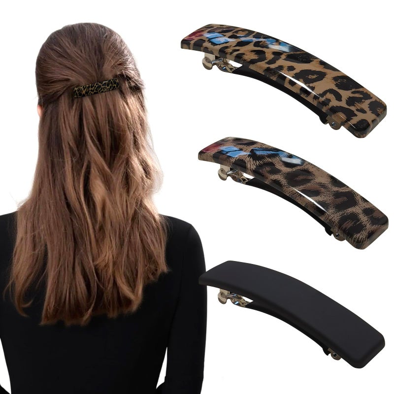 Markuii Small 3 Inch Hair Barrette for Women Not Easy to Break Rectangle Medium to Small French Hair Clips for Half Up Short Thin Hair, 3 Pack - Image 1