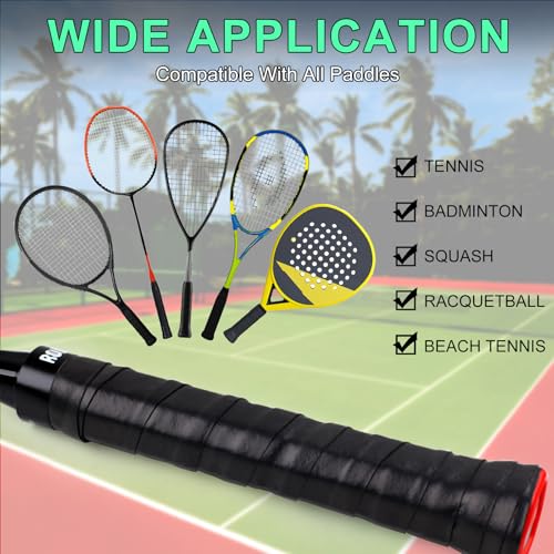 Rolett 12 Pack Tennis Racket Grip Tape, Precut Anti Slip Tennis Grip Tape, Absorbent and Dry Feel Tennis/Pickleball/Badminton Grips Overgrip Tape, Highly Comfortable Overgrip Tennis Racket Tape - Image 5