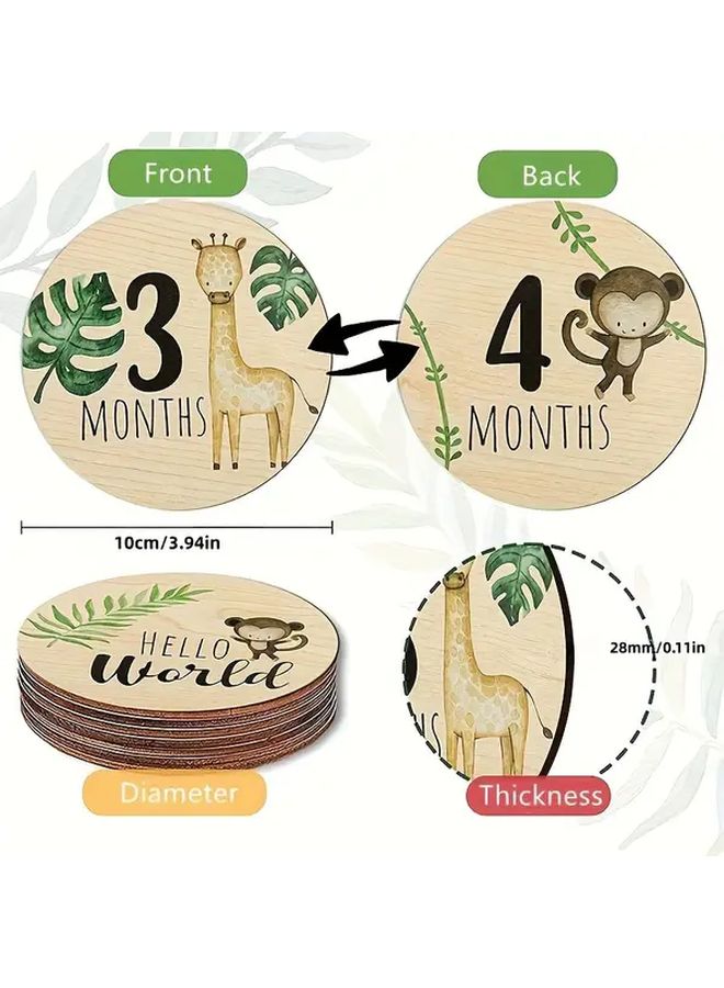 7 Wooden Monthly Milestone Cards for Baby First Year Growth Photography Set - Image 3