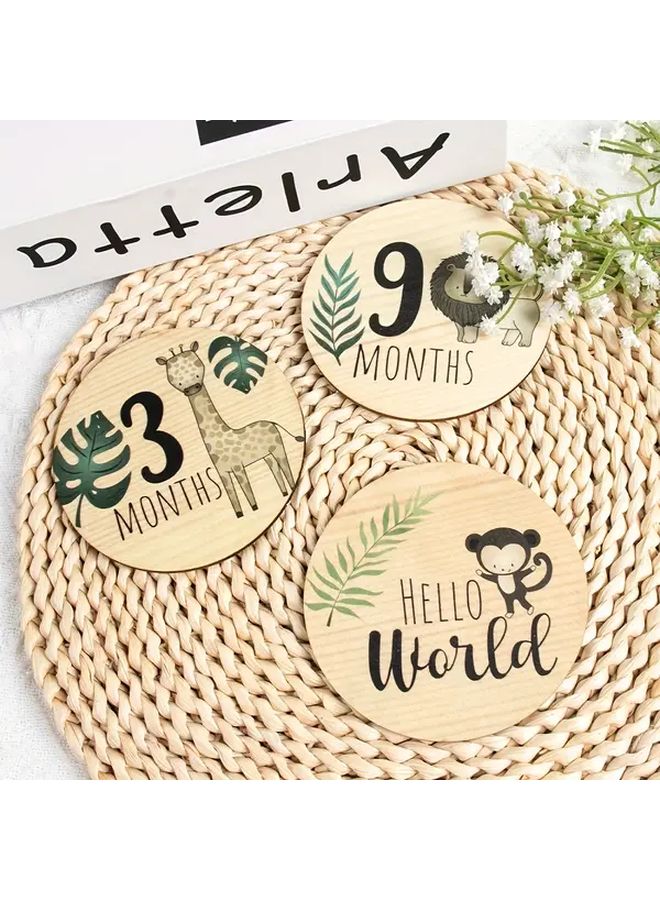 7 Wooden Monthly Milestone Cards for Baby First Year Growth Photography Set - Image 5