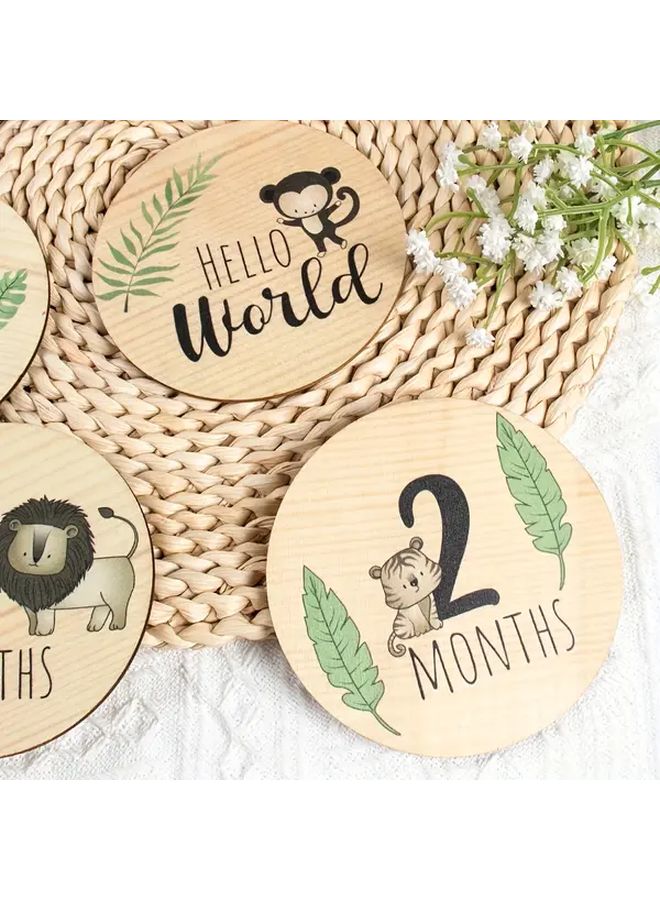 7 Wooden Monthly Milestone Cards for Baby First Year Growth Photography Set - Image 4