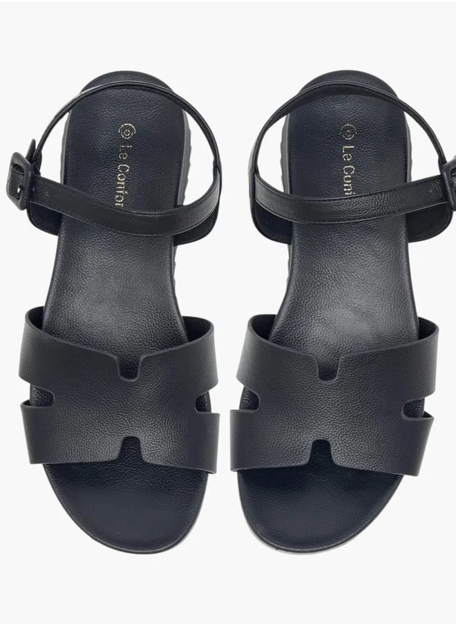 لو كونفورت Women Textured Sandal with Pin Buckle Closure