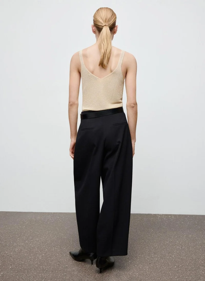 MANGO Lurex knitted V-neck top