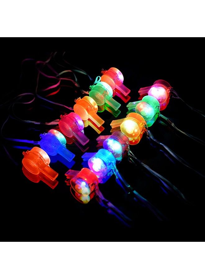 M.best 12 Pack Led Light Up Glow Whistles With Lanyard Necklace Glow In The Dark Fun Party Favors For Kids And Adults  - Image 2