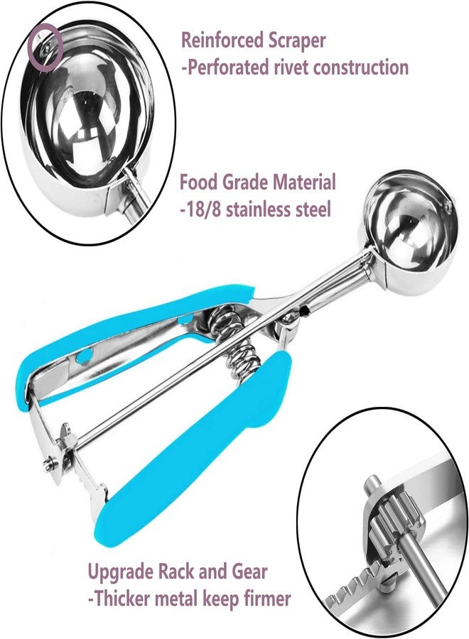 OSHLANT Cookie Scoop, 18/8 Stainless Steel Cookie Scooper, Cookie Scoops for Baking, 2 Tsp/10ml/ 2/3 Tbsp Cookie Dough Scoop, Ice Cream Scooper with Trigger Release, Cookie Scooper for Baking - Image 2
