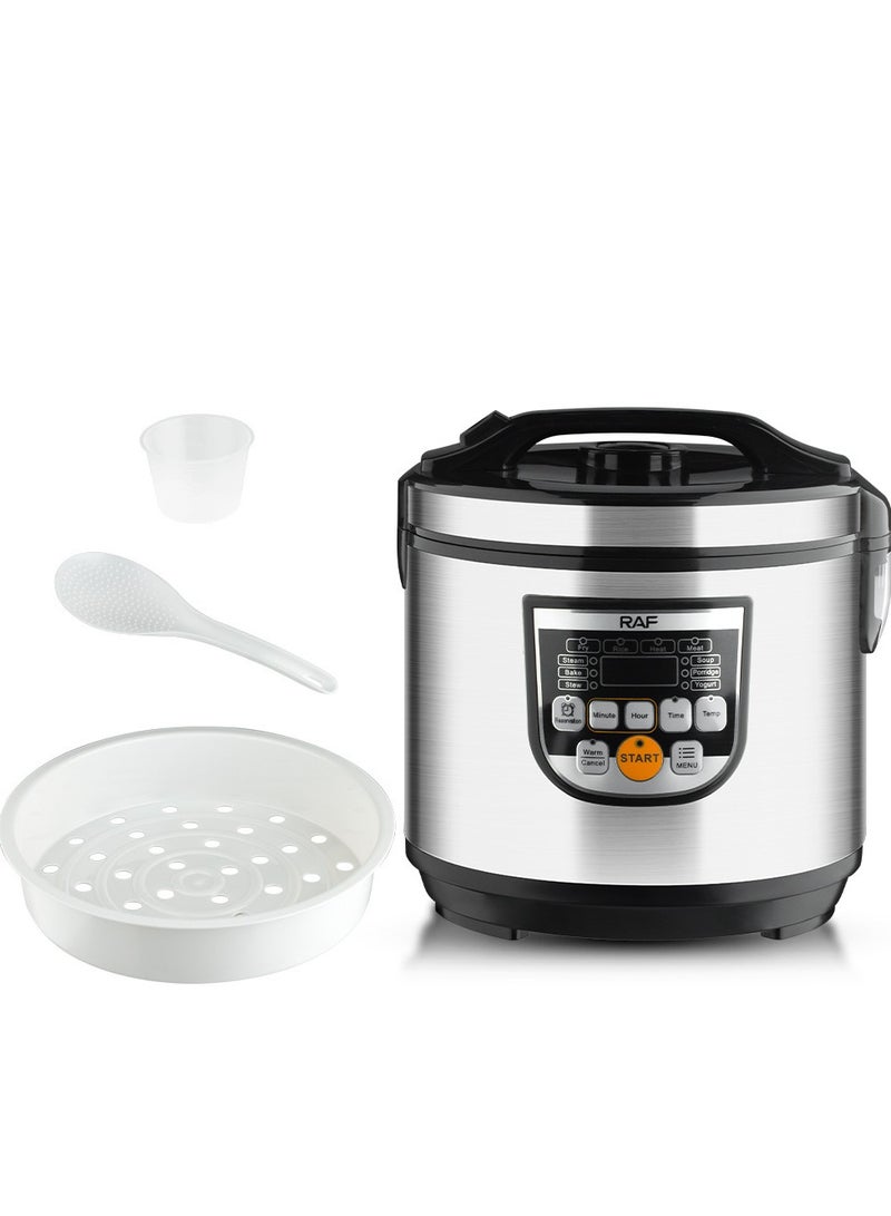 RAF RAF Electric Rice Cooker 5L 900W with 10 Preset Menus (Fry/Rice/Steam/Bake/Stew), Removable Non - stick Inner Pot, Multicooker for Meat/Yogurt/Cake/Soup, 24h Scheduled Cooking, Keep Warm & Safety Protection - Image 1
