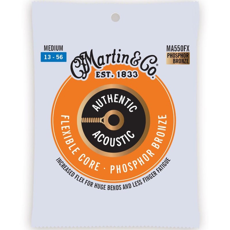 Martin Strings MA550FX Authentic Acoustic Guitar Set Flexible Core Silk & Steel Folk Medium - 0.13 - 0.56 - Image 1