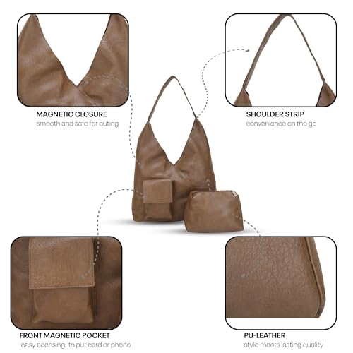 SIBY Trendy Faux Leather Shoulder Tote Bag for Women | Spacious Handbag with Pouch for Work, Travel & Shopping – Olive Green - Image 2