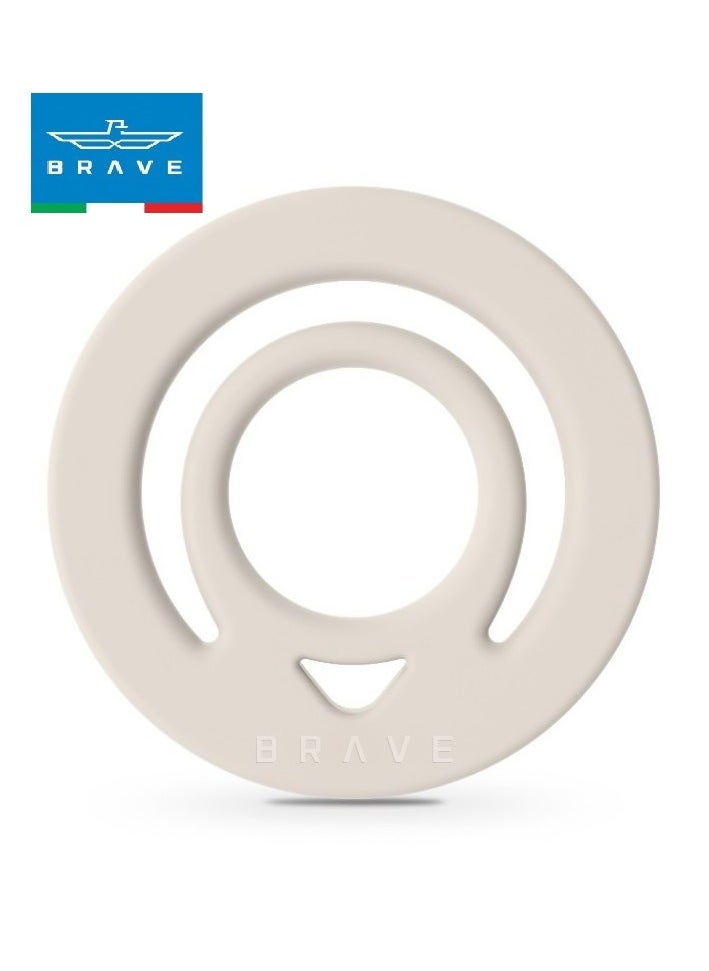 Brave - Dual-Sided Magnetic Ring Holder - Durable MagSafe Silicone Phone Grip, Compatible with Wireless Charging - Magnetic Phone Ring for iPhone 16/15/14/13/12 (Pro/Max/Plus), Samsung Galaxy S25/S24/S23/S22 and Other Series, and Other Phones with Metal Plate Attachment - Secure Grip and Hands-Free Stand (Beige) - Image 1