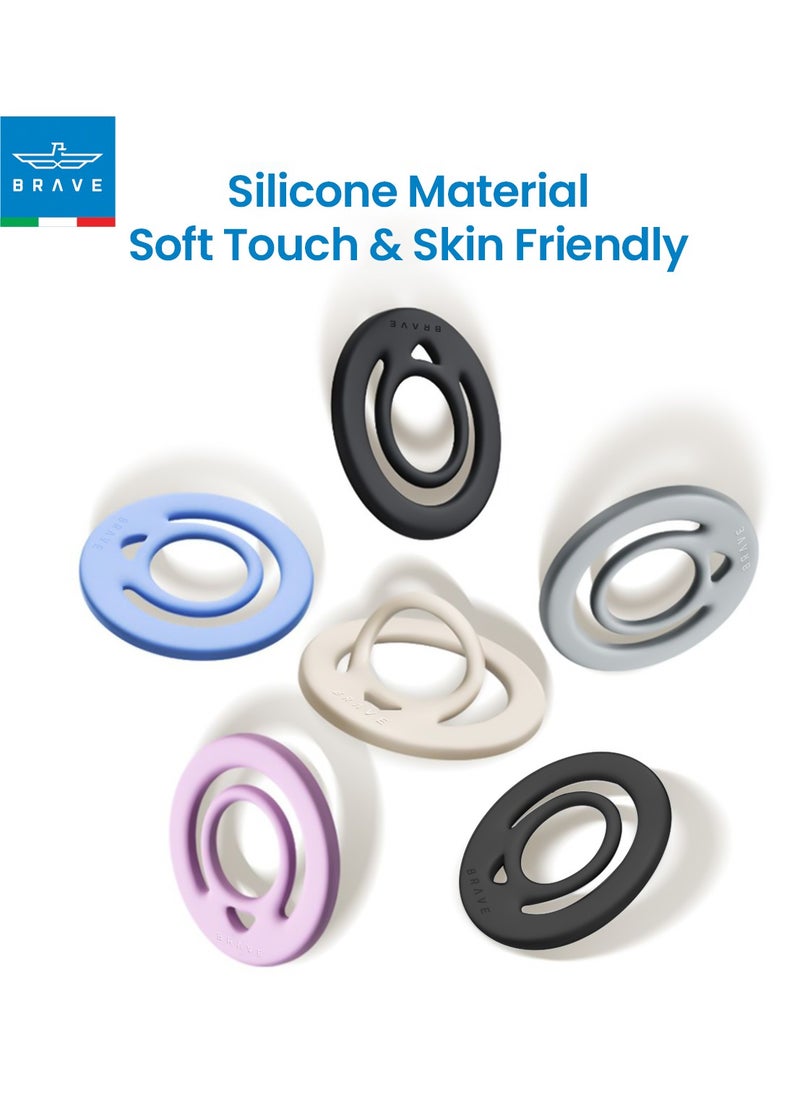Brave - Dual-Sided Magnetic Ring Holder - Durable MagSafe Silicone Phone Grip, Compatible with Wireless Charging - Magnetic Phone Ring for iPhone 16/15/14/13/12 (Pro/Max/Plus), Samsung Galaxy S25/S24/S23/S22 and Other Series, and Other Phones with Metal Plate Attachment - Secure Grip and Hands-Free Stand (Beige) - Image 1