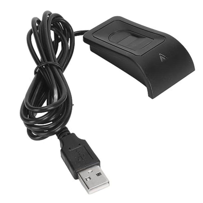 USB fingerprint key reader for desktop PC and laptop use, aluminum alloy body, black color, auto-calibration recognition and compact structure - Image 1