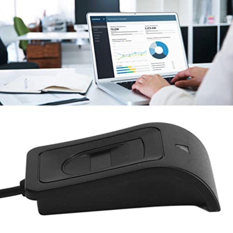 USB fingerprint key reader for desktop PC and laptop use, aluminum alloy body, black color, auto-calibration recognition and compact structure - Image 4