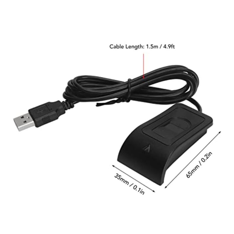 USB fingerprint key reader for desktop PC and laptop use, aluminum alloy body, black color, auto-calibration recognition and compact structure - Image 5