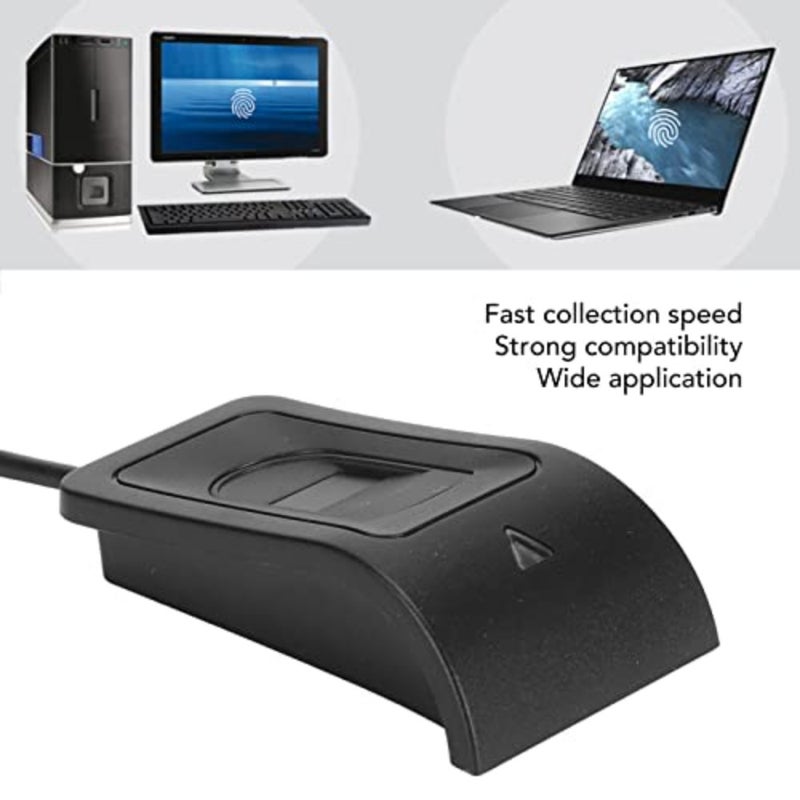 USB fingerprint key reader for desktop PC and laptop use, aluminum alloy body, black color, auto-calibration recognition and compact structure - Image 3