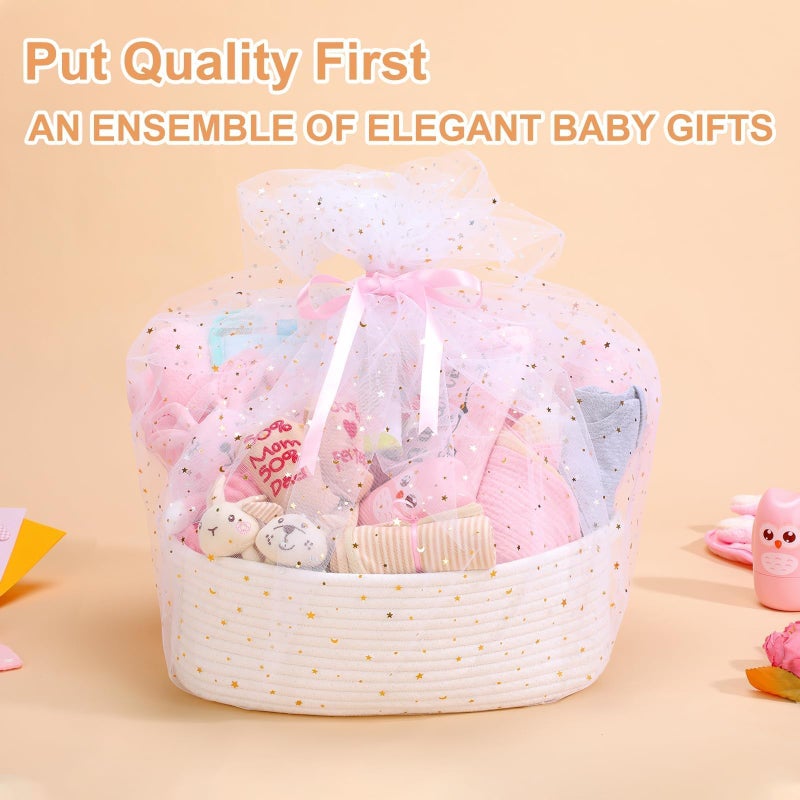 Kipwake 27-Piece Baby Girl Shower Gift Basket Set - Newborn Essentials, Large Pink Gift Basket With Rattle, Swaddle, Diaper Caddy Organizer - Image 3