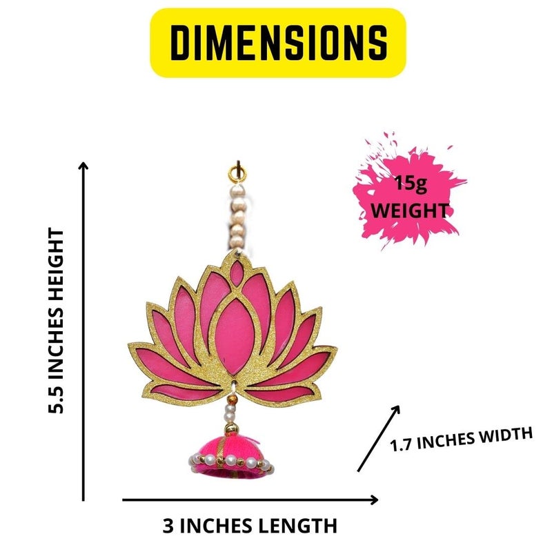 UmI. Umi Pack of 6 Lotus Hangings Latkans Wall Decor Items for Decoration Set MDF Pack of 6 Handmade Lotus Jhumki for Wedding Temple Diwali Decorations Golden 6 Pieces - Image 2