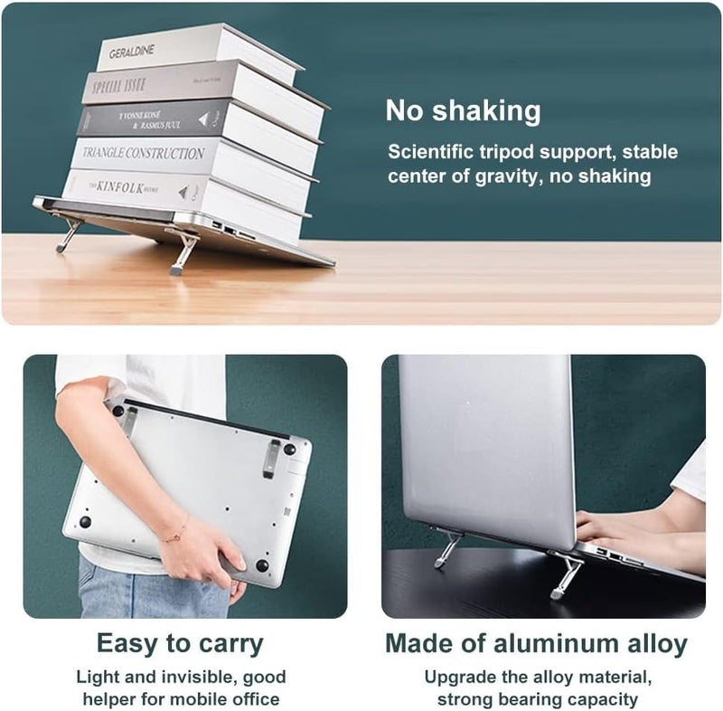 Excefore Portable Invisible Laptop Stand with 3 Adjustable Angles,Mini Aluminum Cooling Pad Keyboard Riser Ergonomic with Computer Keyboard Stand(4PCS) - Image 4