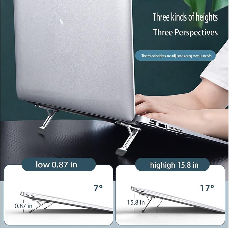 Excefore Portable Invisible Laptop Stand with 3 Adjustable Angles,Mini Aluminum Cooling Pad Keyboard Riser Ergonomic with Computer Keyboard Stand(4PCS) - Image 5