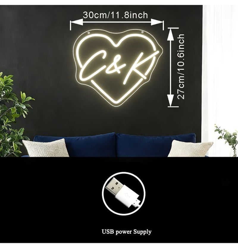 بنفسجي مقاس 11.8 بوصة لافتة نيون LED مخصصة على شكل قلب مع حروف أولى ديكور زفاف هدية رومانسية لطلب الزواج - Image 3