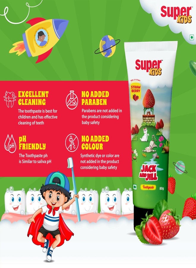 Super Kids Jack and Jill Strawberry Toothpaste for Kids 2-5 years | Baby toothpaste For Cavity Protection, Natural Strawberry Flavoured Toothpaste) 50 Gm - Image 4