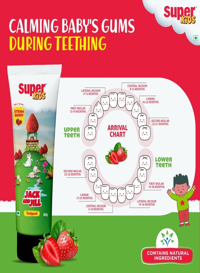 Super Kids Jack and Jill Strawberry Toothpaste for Kids 2-5 years | Baby toothpaste For Cavity Protection, Natural Strawberry Flavoured Toothpaste) 50 Gm - Image 2