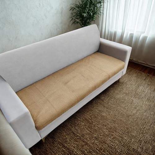Homerz Premium 7 Seater (3+2+2) Velvet Sofa Cover Panel, Soft and Velvety Fabric, Vibrant Colours (Mustard, 7 (3+2+2) Seater) - Image 4