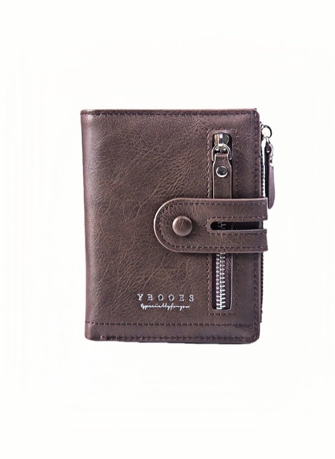 ARUWA Buckle Zipper Leather Cash Card Holder Brown Wallet for Men,Card Capacity ID Window Cash Slots  - Image 3
