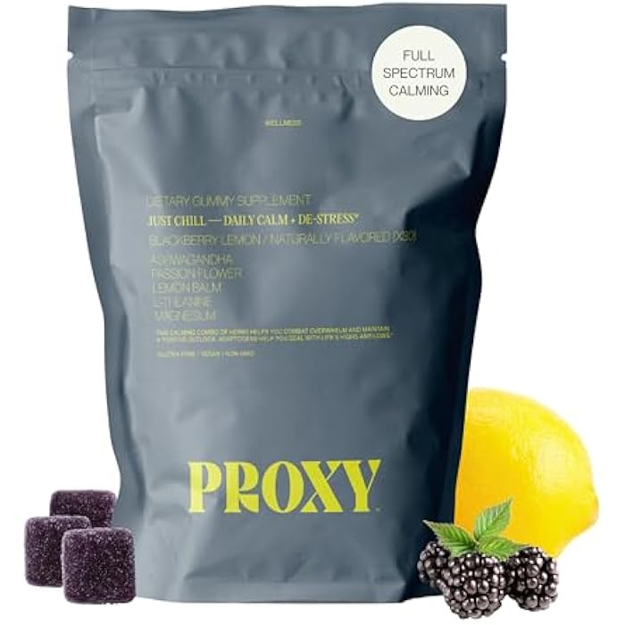 PROXY Just Chill Stress Relief Gummies | Daily Calm with Ashwagandha, Magnesium, L-Theanine, Lemon Balm & Passionflower | Natural Stress Support & Relaxation | Vegan BlackBerry Lemon, 30 Count - Image 1