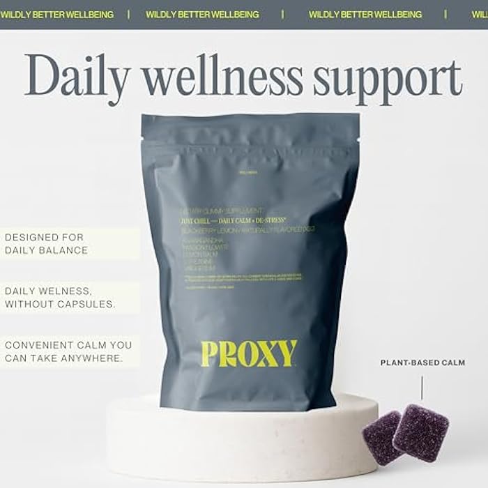 PROXY Just Chill Stress Relief Gummies | Daily Calm with Ashwagandha, Magnesium, L-Theanine, Lemon Balm & Passionflower | Natural Stress Support & Relaxation | Vegan BlackBerry Lemon, 30 Count - Image 3