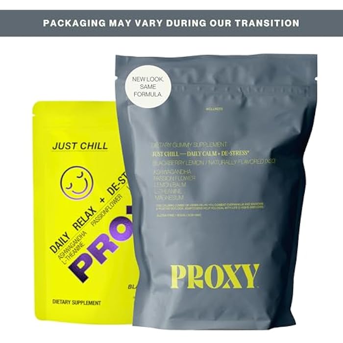 PROXY Just Chill Stress Relief Gummies | Daily Calm with Ashwagandha, Magnesium, L-Theanine, Lemon Balm & Passionflower | Natural Stress Support & Relaxation | Vegan BlackBerry Lemon, 30 Count - Image 2