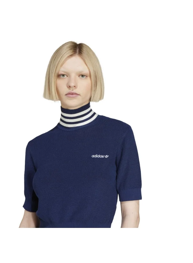 adidas Originals adidas CROP TURTLENECK Blue Originals Women TOPS