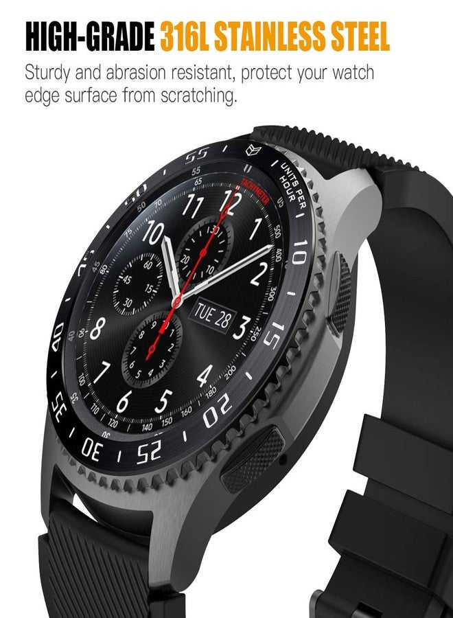 MoKo Bezel Ring Compatible with Samsung Gear S3/Galaxy Watch 46 mm, Smartwatch Bezel Ring Adhesive Cover Scratch-Resistant Stainless Steel Protection for Samsung Gear S3/Galaxy Watch 46 mm - Black - Image 3