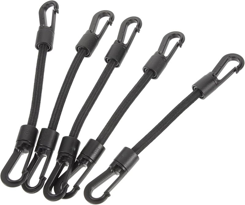 5Pcs Black Elastic Bungee Tie Down Straps for Outdoor Camping Kayaking UV Resistant - Image 1