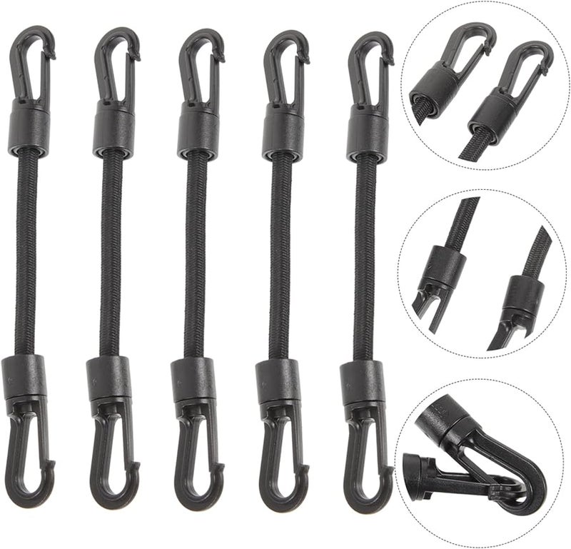 5Pcs Black Elastic Bungee Tie Down Straps for Outdoor Camping Kayaking UV Resistant - Image 5