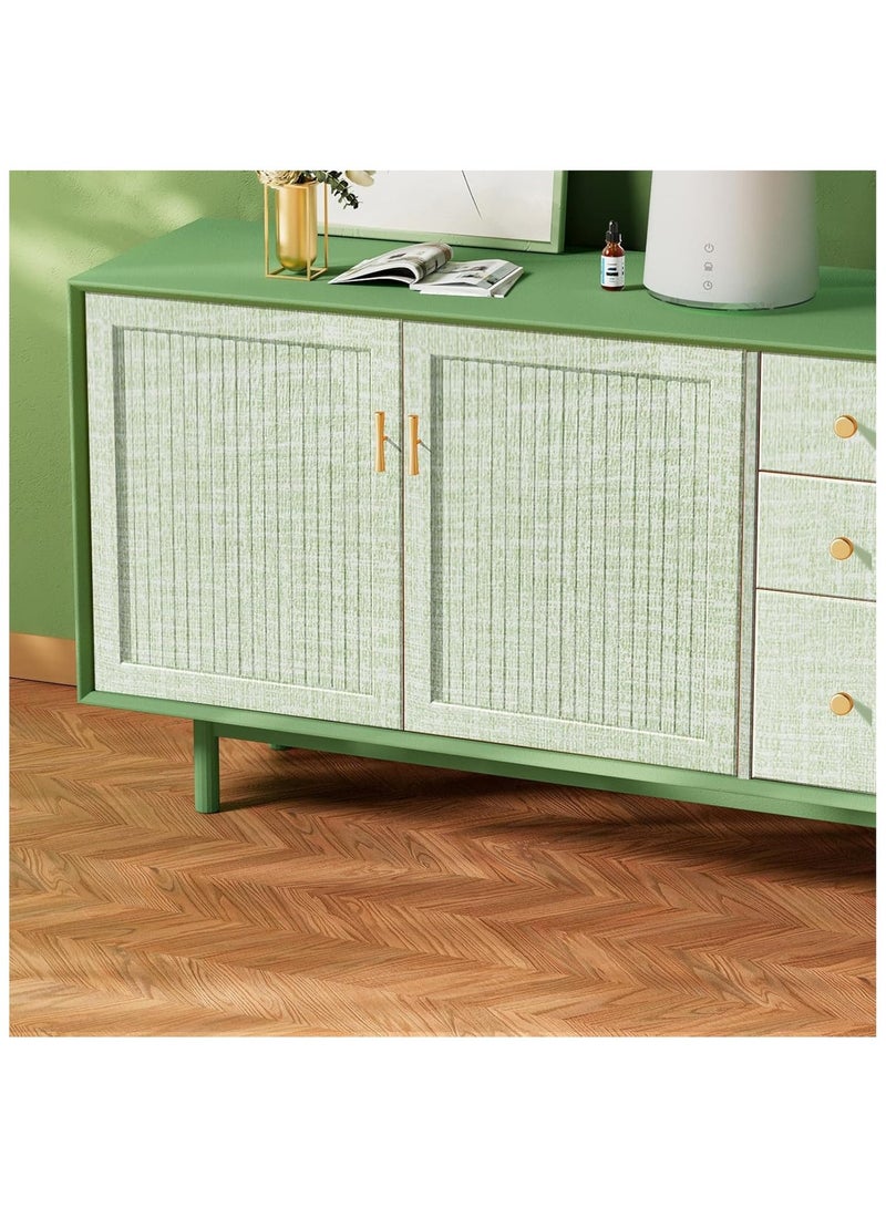 Anna Self-Adhesive Wallpaper Roll - Tea Green, PVC Waterproof & Moisture-Proof, Solid Color with Cloth Texture, 40 cm x 10 m - Image 2