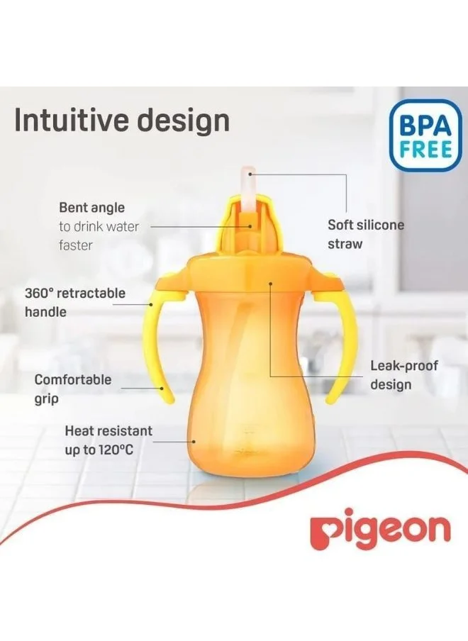 pigeon Petite Straw Bottle 150 ML, Orange, 9 Months +