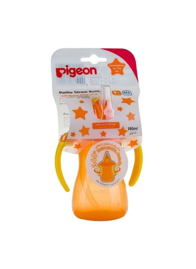pigeon Petite Straw Bottle 150 ML, Orange, 9 Months +