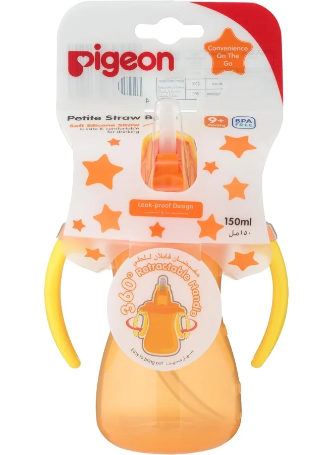 pigeon Petite Straw Bottle 150 ML, Orange, 9 Months +