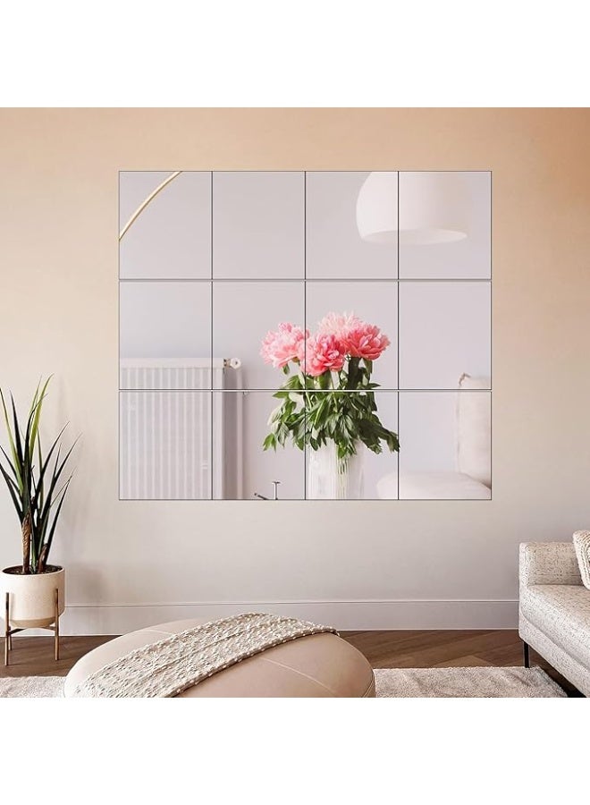 4 قطع ملصق مرآة للجدار، ملصقات مرآة مربعة ذاتية اللصق، ملصقات بلاط مرآة أكريليك، مقاومة للماء وغير قابلة للكسر، مناسبة للمنازل، المكاتب، غرف النوم، غرف المعيشة، الحمامات، الأبواب، 20*20 سم - Image 3