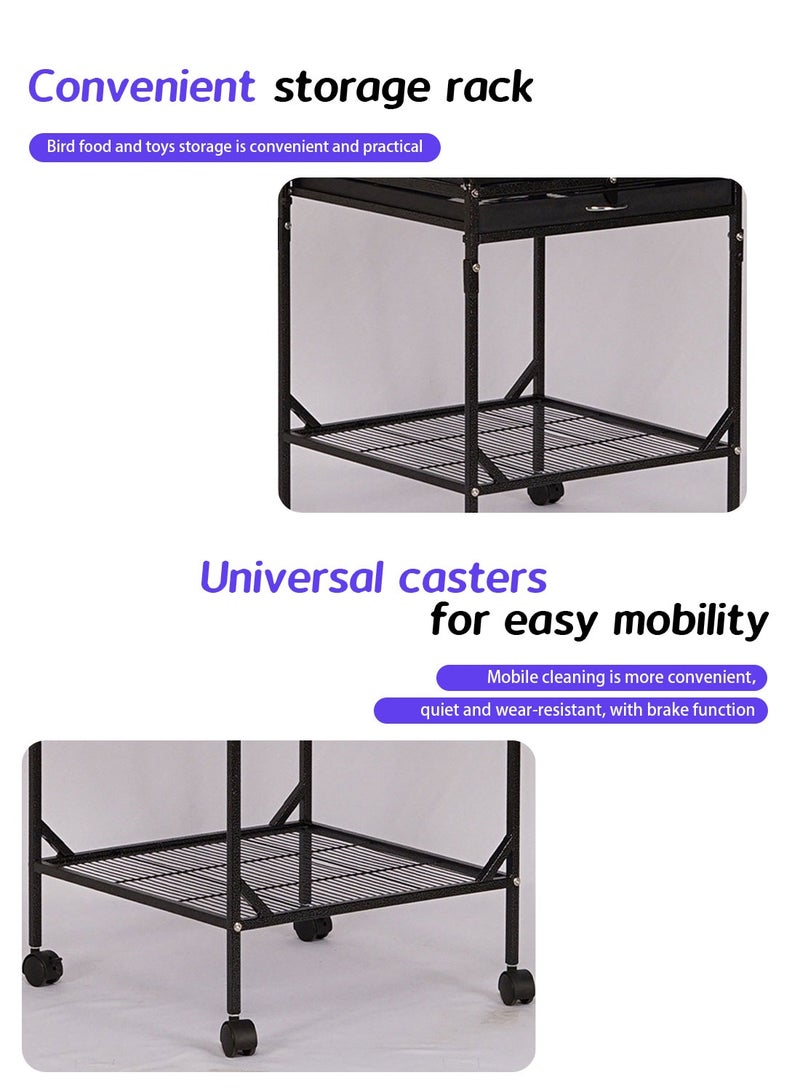 Kidle Large Parrot Birdcage Luxury Bird House Open Top Standing Parrot Cage with Rolling Stand Bird Swing Toys Play Ladder Bird Supplies - Image 5