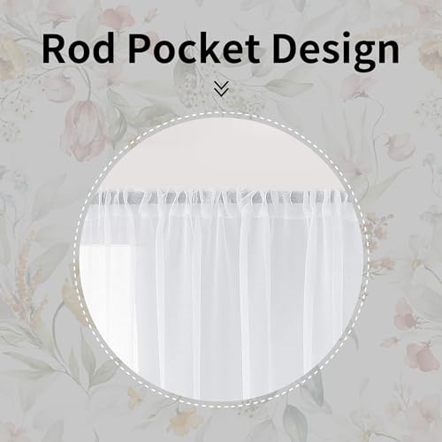 Fereyis Floral Sheer Curtains for Living Room 84 inch Length 2 Panels Set Elegant Yellow Flower Spring Printed Window Curtain Chiffon Drapes for Bedroom - Image 3