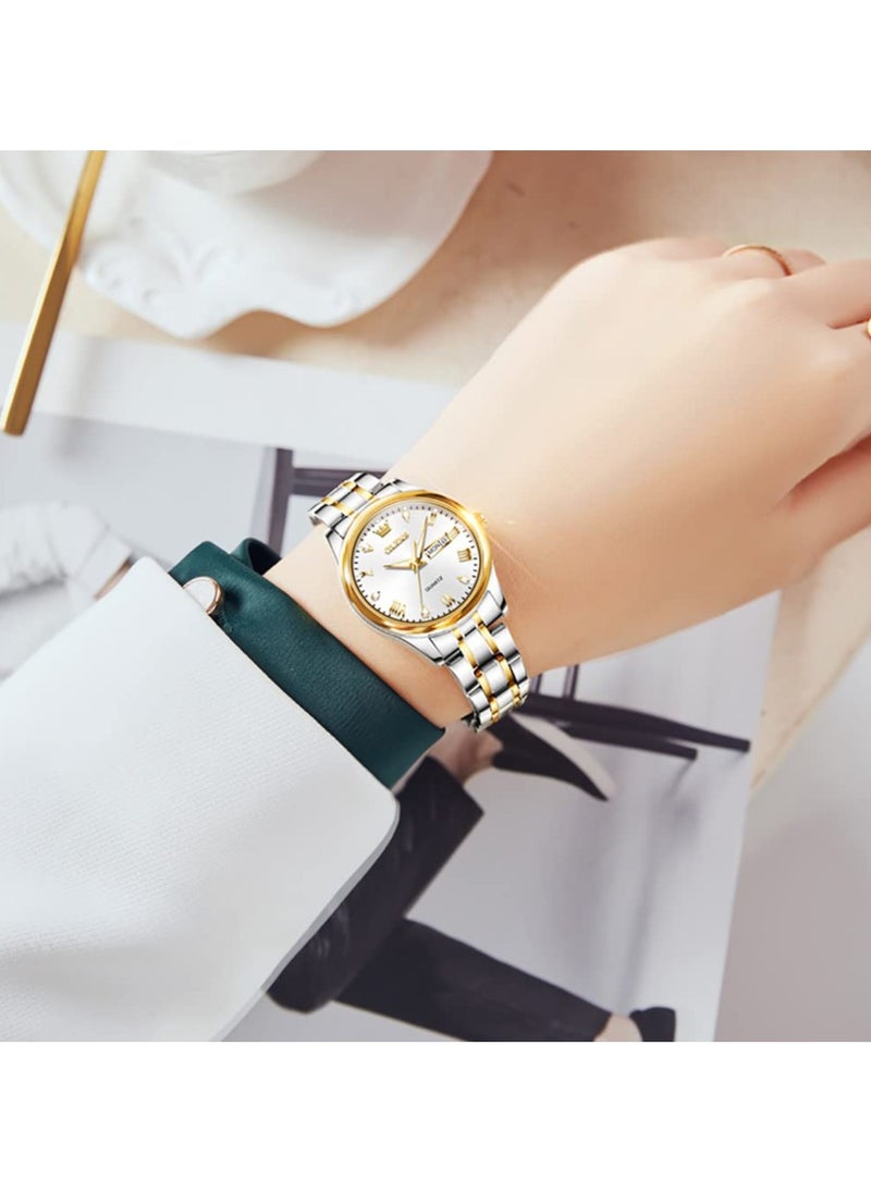 OLEVS OLEVS Automatic Women Watch Self Winding Mechanical Fashion Bracelet Set Luxury Stainless Steel Luminous Date Waterproof Ladies Wrist Watch  - Image 2