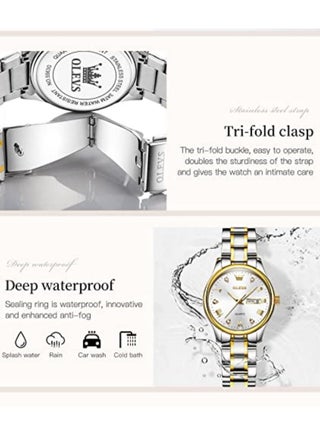 OLEVS Women's Quartz Watch, Luxury Stainless Steel, Luminous, Waterproof Fashion Date Wrist Watch - view 5