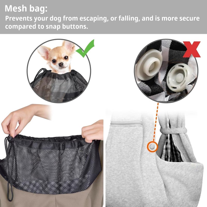CUBY Puppy Carrier, Adjustable Reversible Cat Dog Sling Carrier for Small Medium Dogs Hands-free Puppy Sling Protect Shoulder Strap with Safety Belt Zipper Pocket Disassembled Bottom Mat for Walking - Image 4